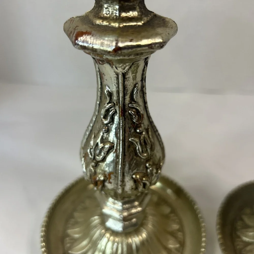 Vintage Gold Tone Candle Holder Set Of 2 Beautiful Ornate Hollywood Regency Read